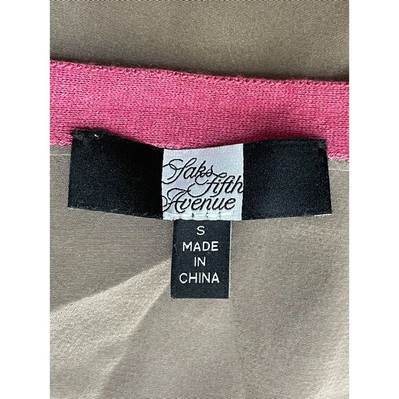 Saks Fifth Avenue Women's S Pink Sweater Silk Cardigan Knitted Cozy Chic Stretch - Picture 6 of 9